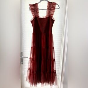 Baltic Born Oxblood Smocked Tulle Dress